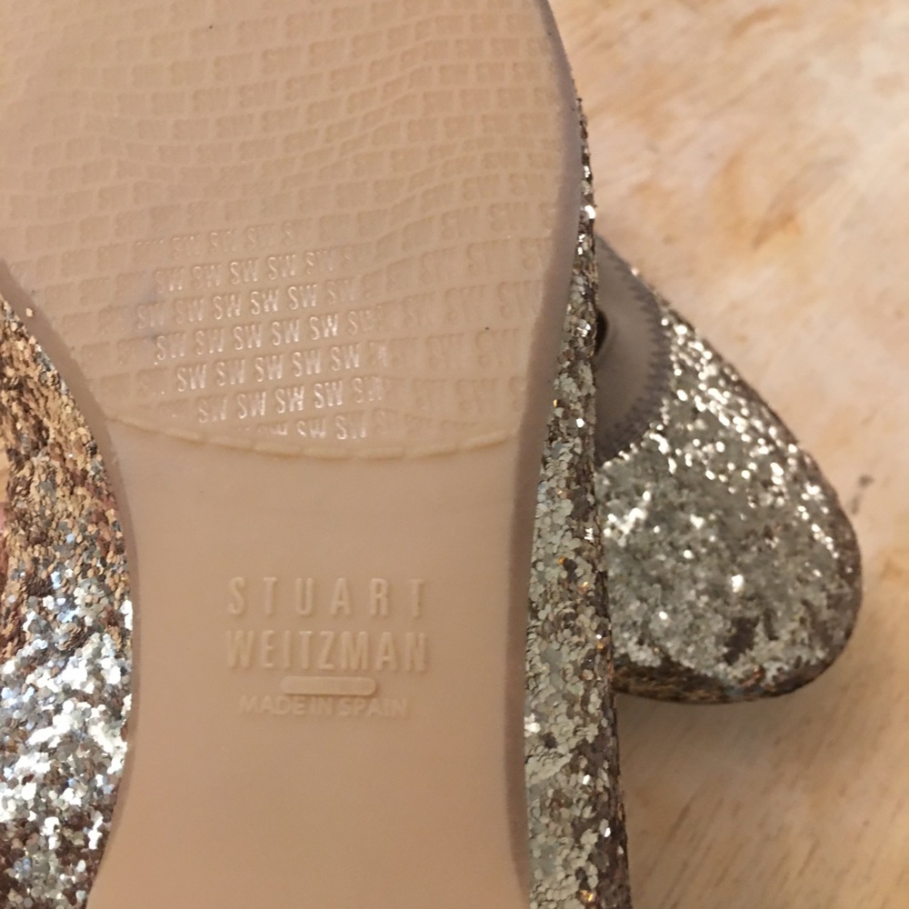 Stuart Weitzman gold glitter ballet slipper NWOT - Picture 8 of 8